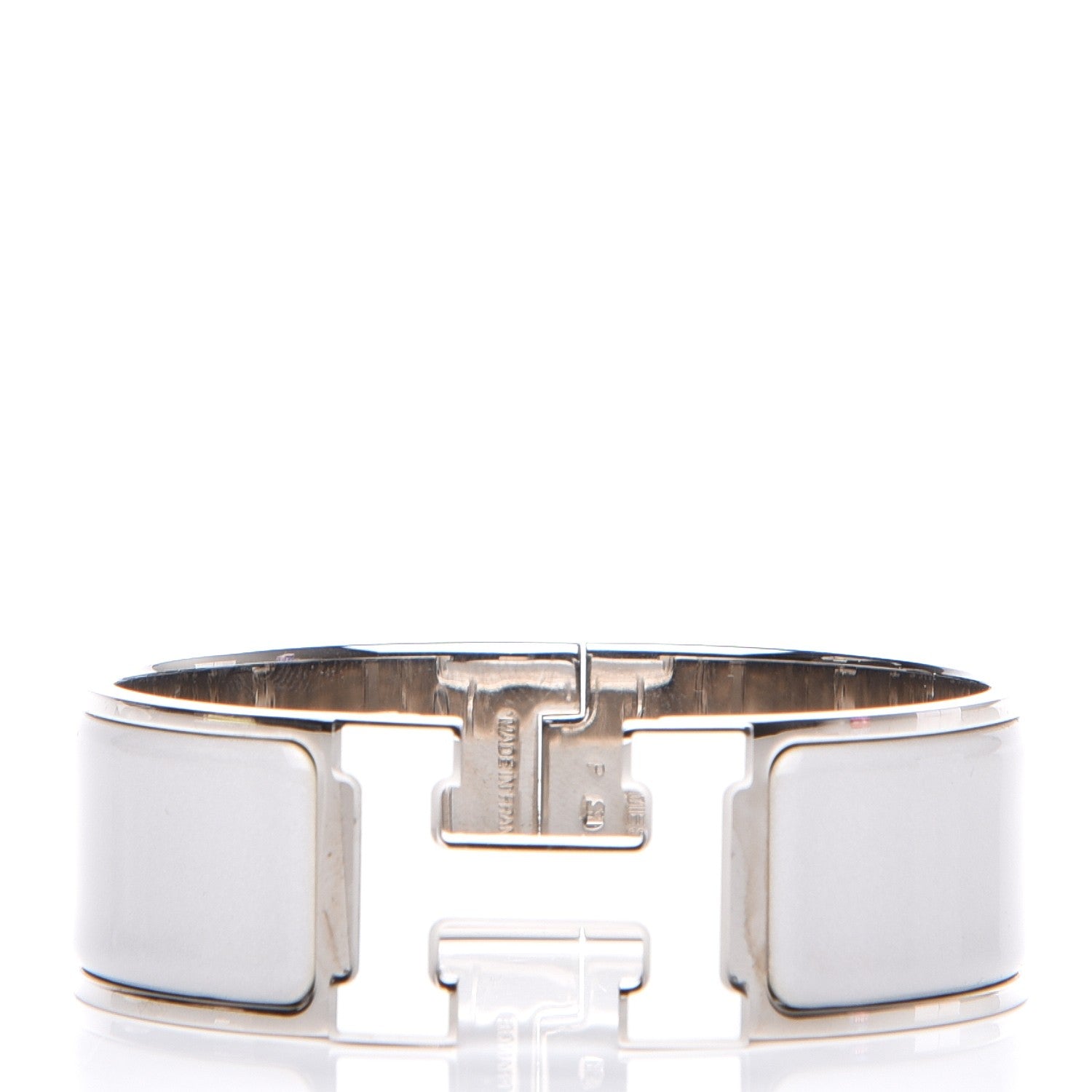 Hermes Enamel Wide Clic Clac H Bracelet PM Gris Clair White 1 of 6