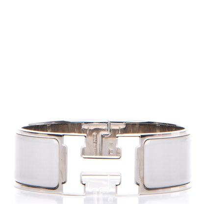 Hermes Enamel Wide Clic Clac H Bracelet PM Gris Clair White 1 of 6
