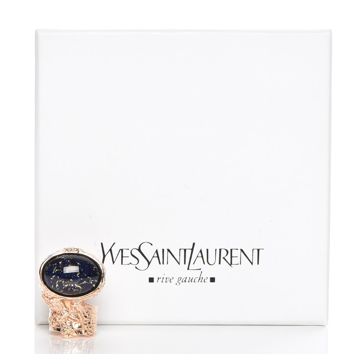 Saint Laurent Glass Cabochon Arty Ovale Ring 7 Rose Gold Lapis 5 of 5
