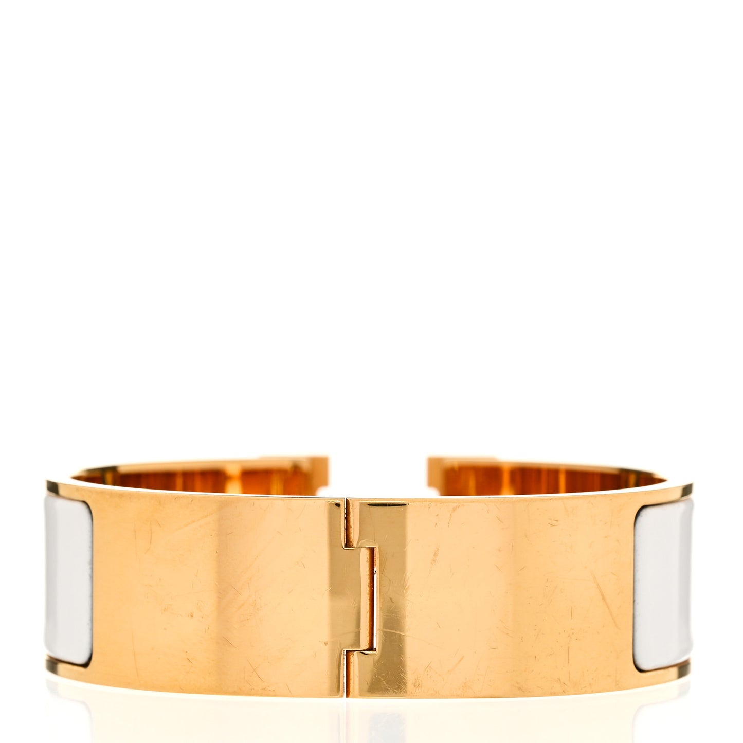 Enamel Wide Clic Clac H Bracelet GM White