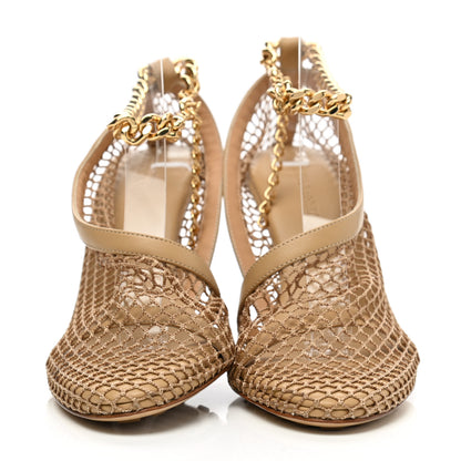 Bottega Veneta Mesh Calfskin Chain Stretch Pumps 36 Beige 2 of 7