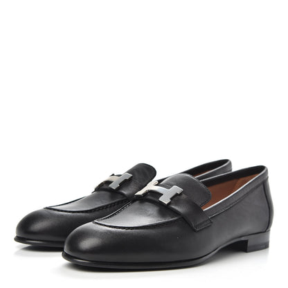 Hermes Goatskin Womens Paris Loafers Black 36.5 Black 3 of 9