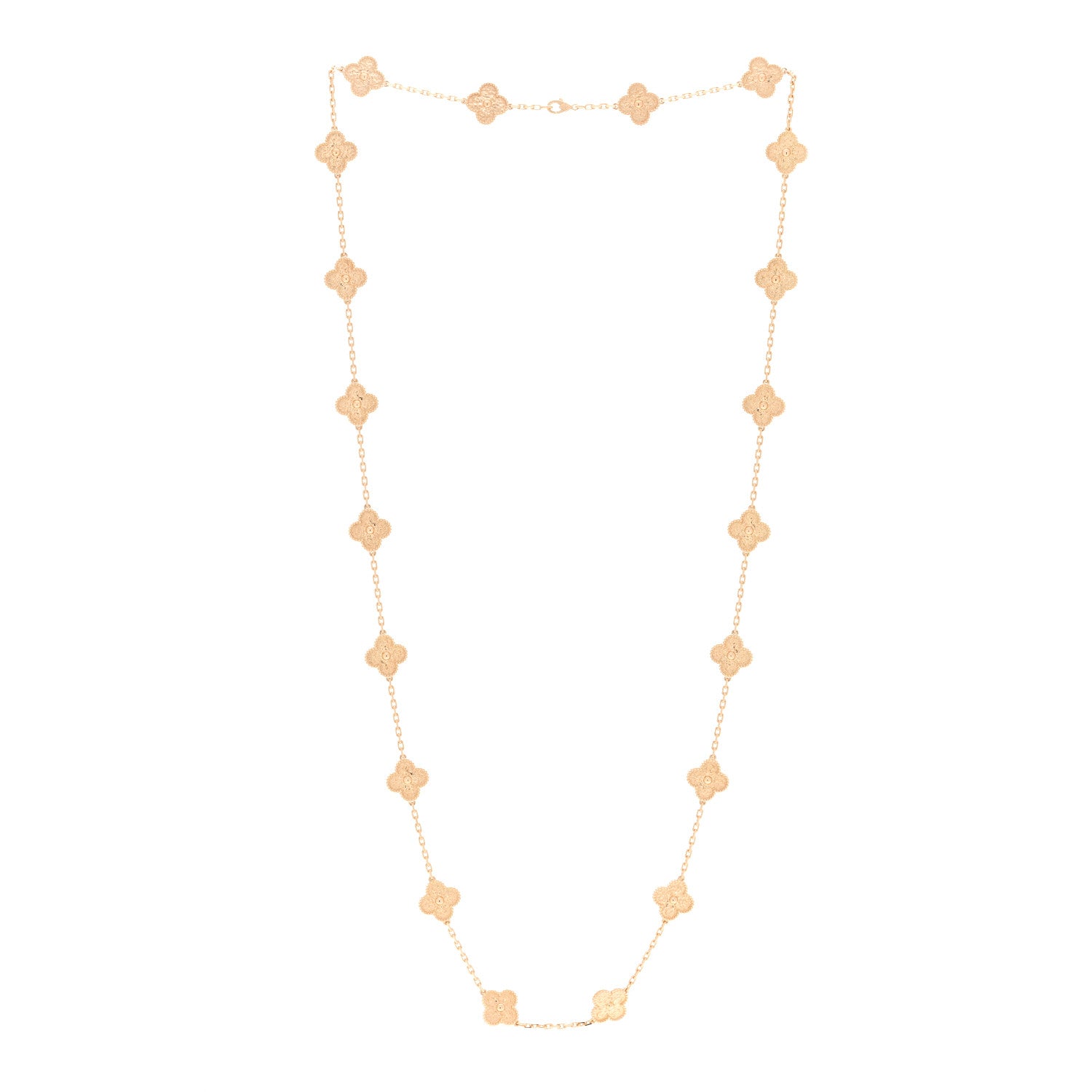 Van Cleef & Arpels 18K Yellow Gold 20 Motifs Vintage Alhambra Necklace 3 of 5