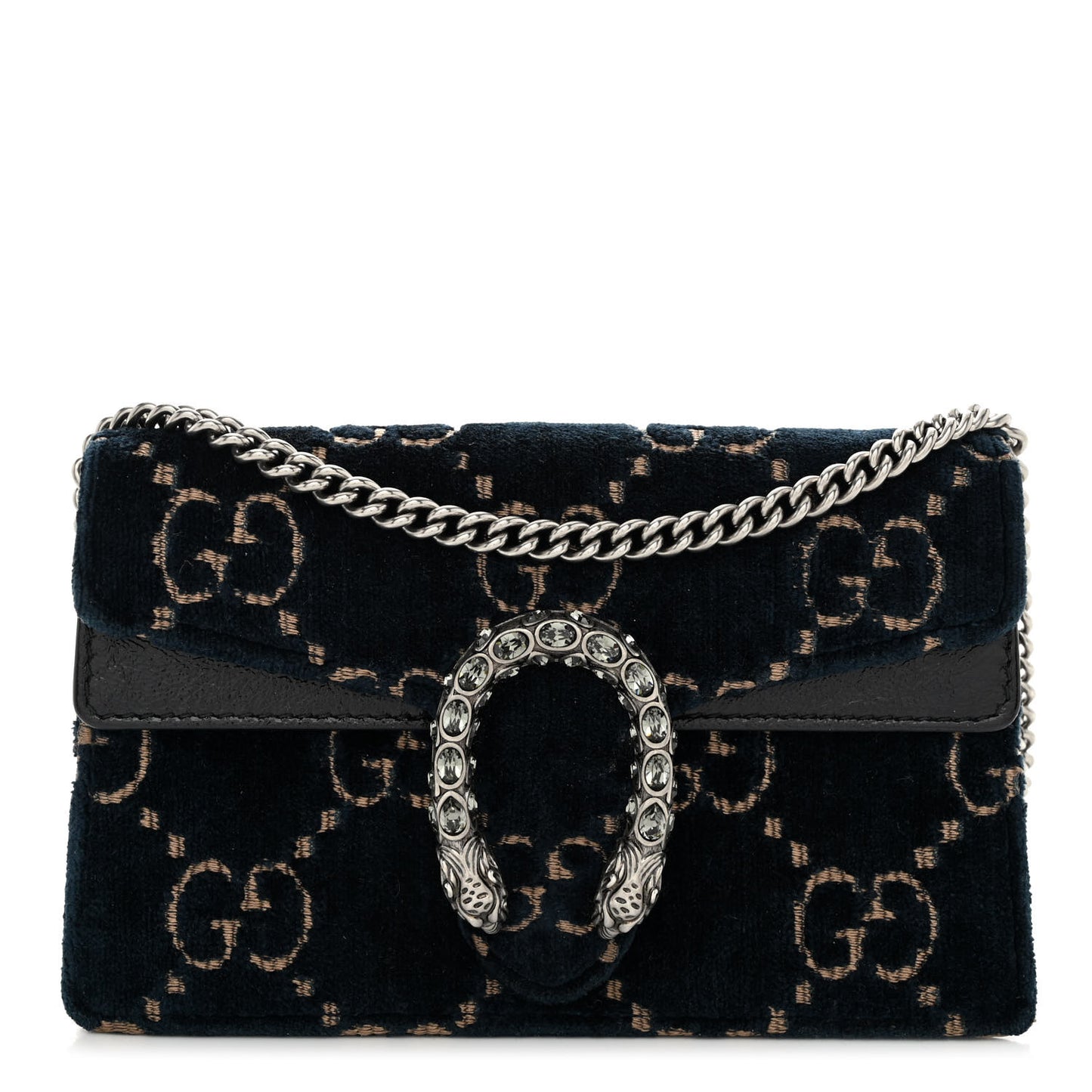 Velvet GG Monogram Super Mini Dionysus Shoulder Bag Blue Beige Black