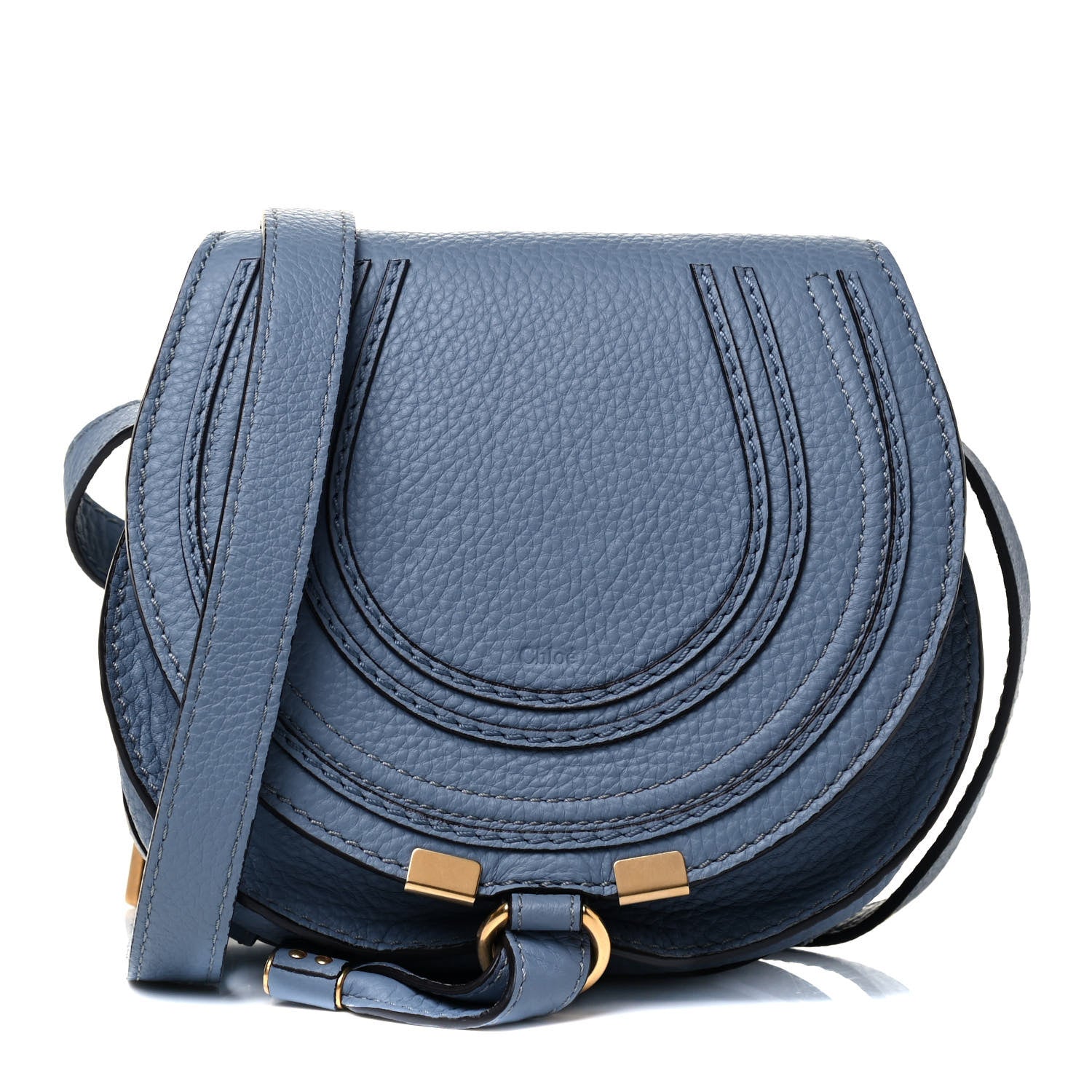 Chloe Calfskin Mini Marcie Round Crossbody Bag Faded Blue 1 of 4