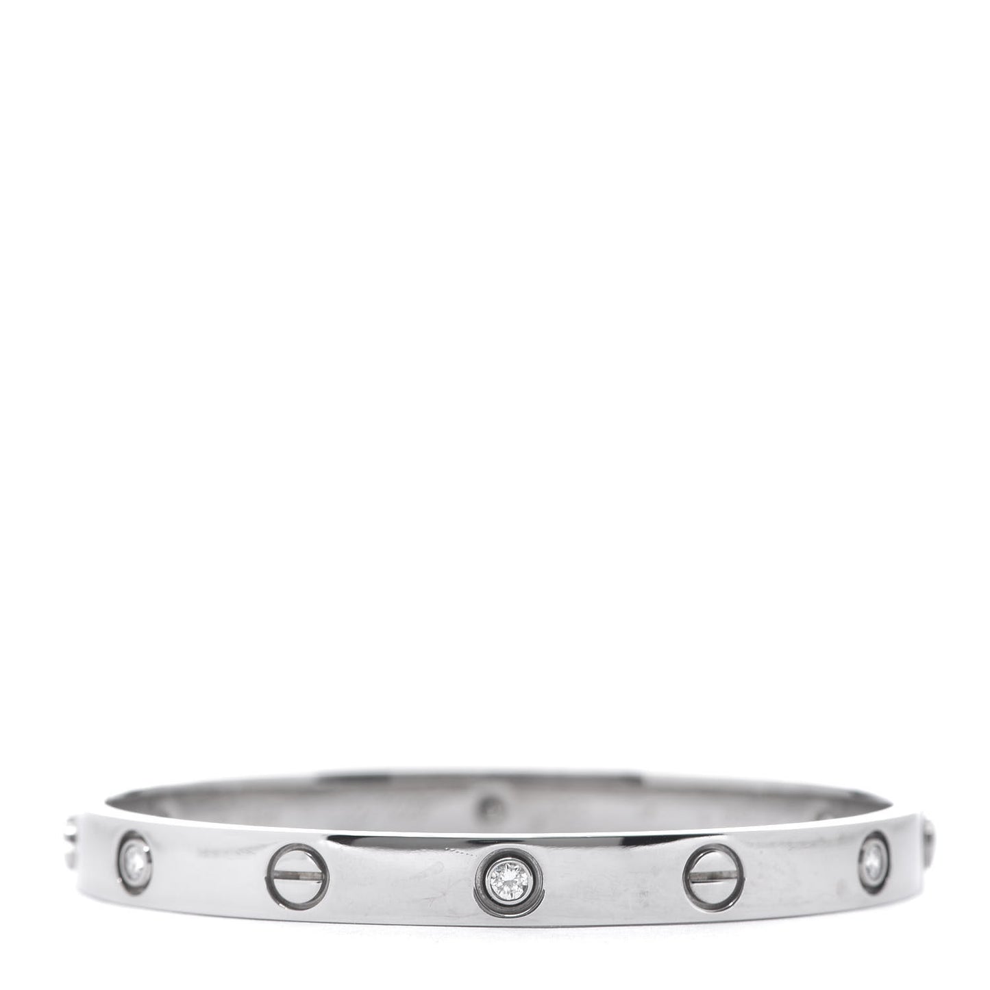 18K White Gold 6 Diamond LOVE Bracelet 17