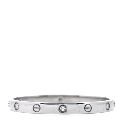 Cartier 18K White Gold 6 Diamond LOVE Bracelet 17 1 of 5