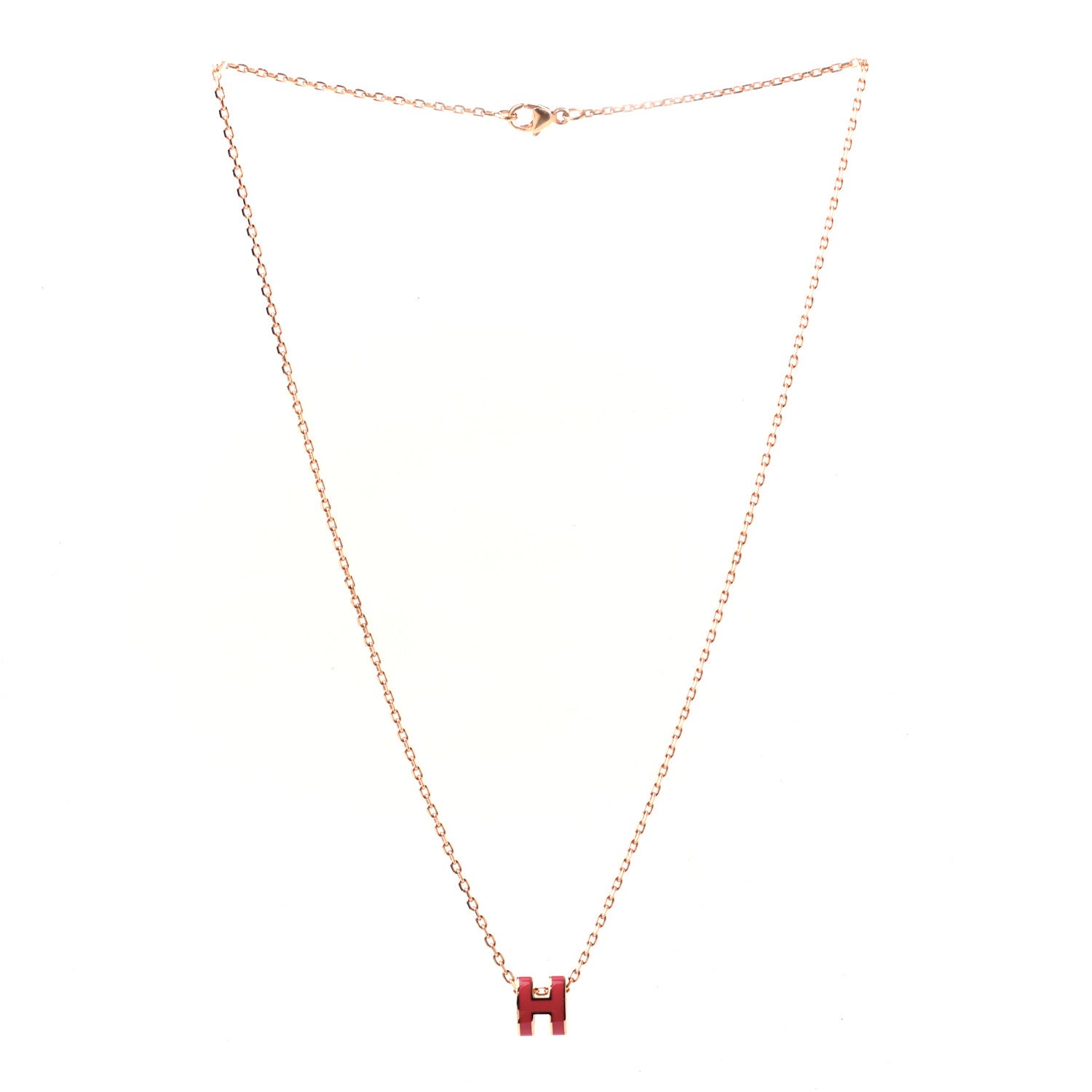 Hermes Lacquered Rose Gold Mini Pop H Pendant Necklace Rose Extreme 3 of 6