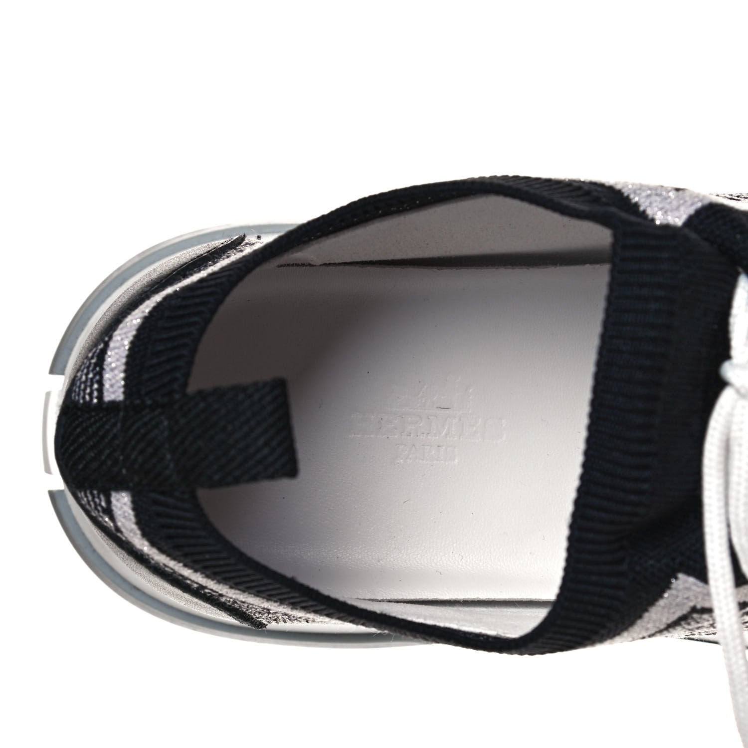 Hermes Knit Bi-Color Womens Addict Sneakers 39 Black White 7 of 17
