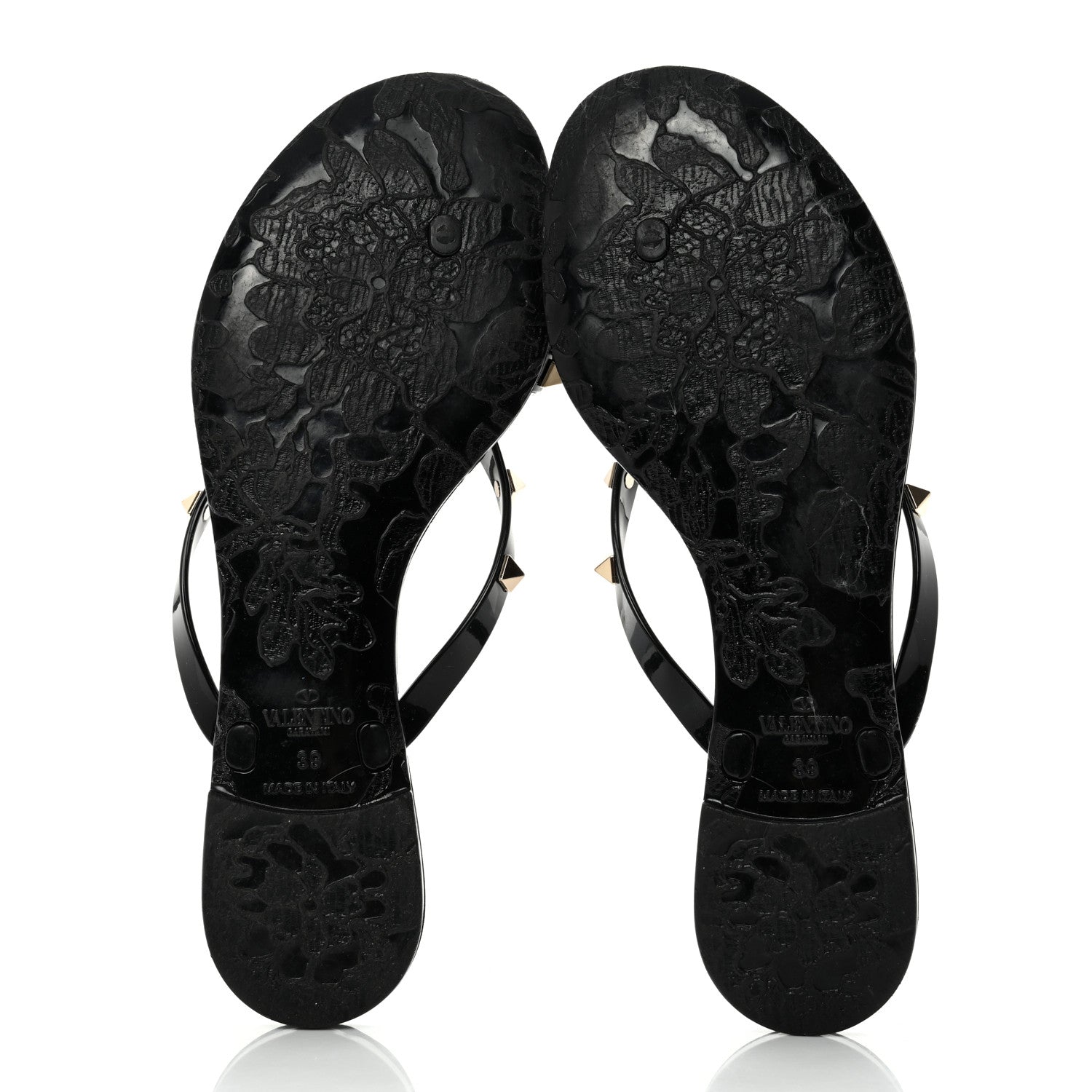 Valentino Garavani PVC Jelly Rockstud Bow Thong Sandals 39 Black 5 of 7