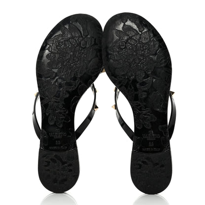 Valentino Garavani PVC Jelly Rockstud Bow Thong Sandals 39 Black 5 of 7
