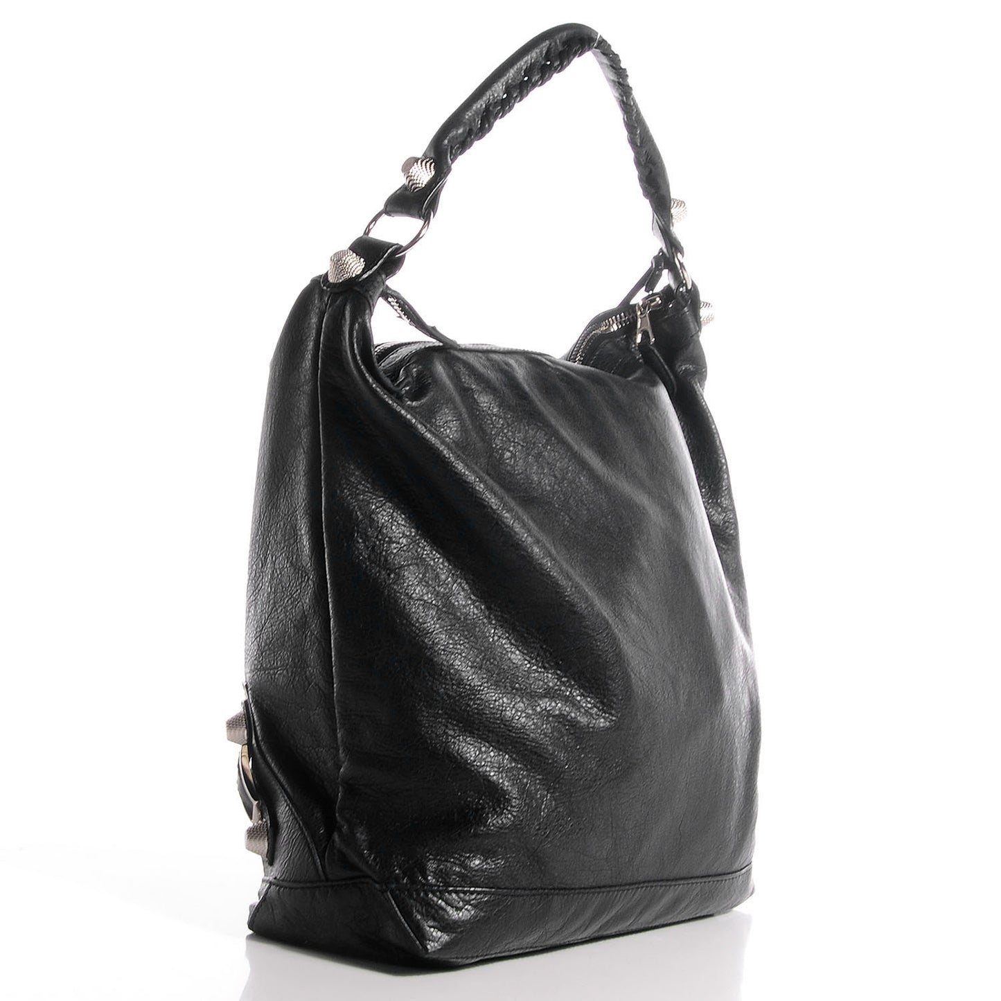 Agneau Giant 21 Silver Hardware Day Hobo Black