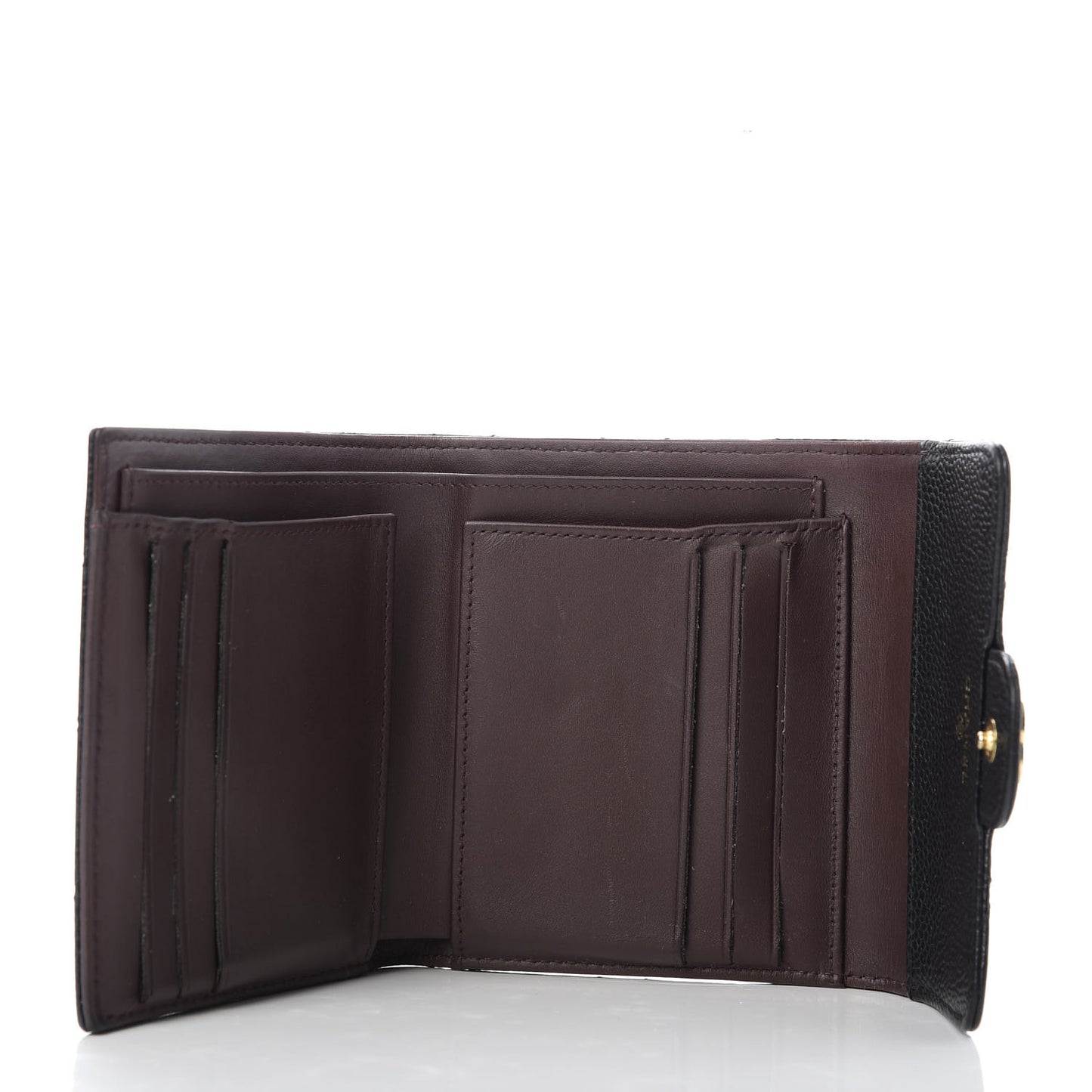 Caviar Quilted Compact Flap Wallet Black