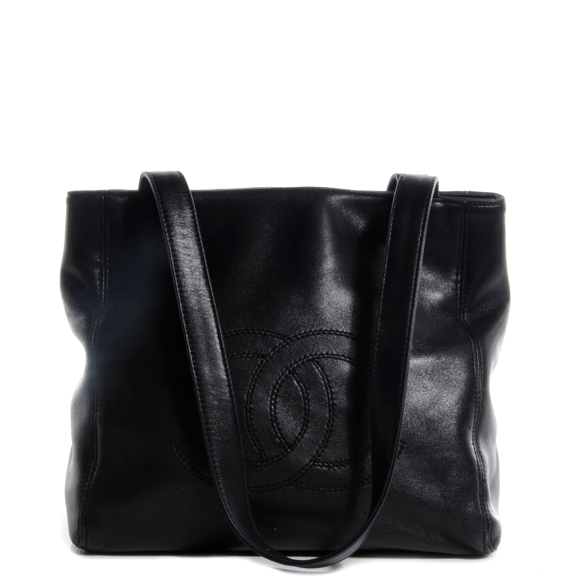 Chanel Lambskin Small CC Stitched Tote Black 1 of 7