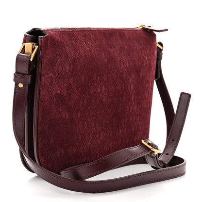 Saint Laurent Suede All-Over Monogram Crossbody Burgundy 3 of 10