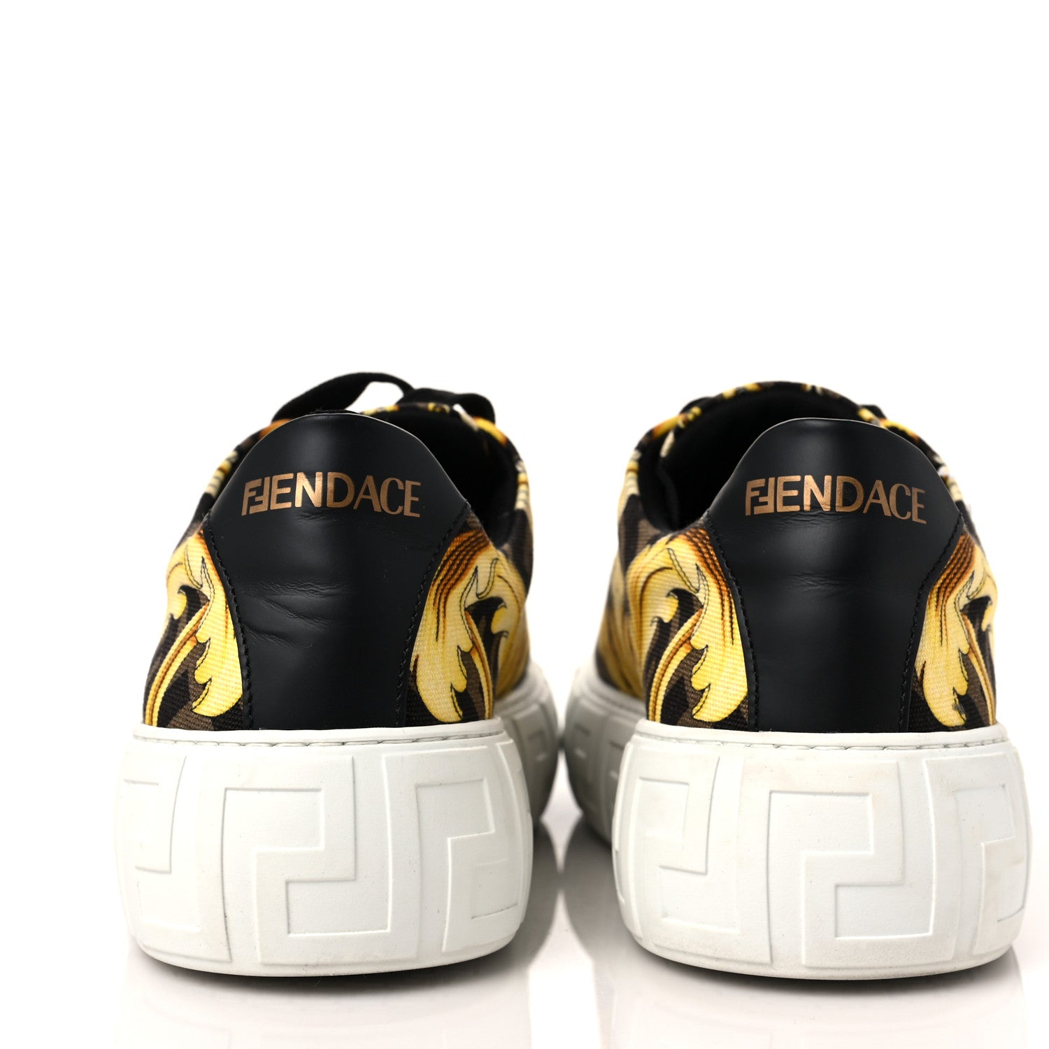 Versace X FENDI Fabric FF Baroque Mens Fendace Greca Sneakers 41.5 Gold Multicolor 5 of 9