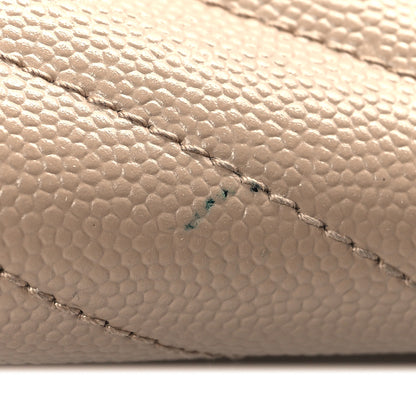 Saint Laurent Grain De Poudre Matelasse Chevron Monogram Zipped Card Case Dark Beige 9 of 9