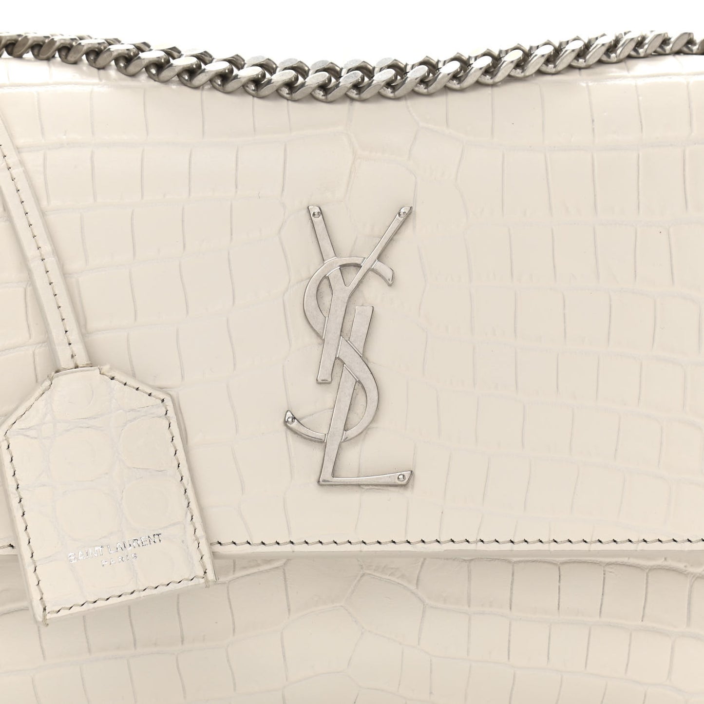 Calfskin Crocodile Embossed Medium Monogram Sunset Blanc Vintage