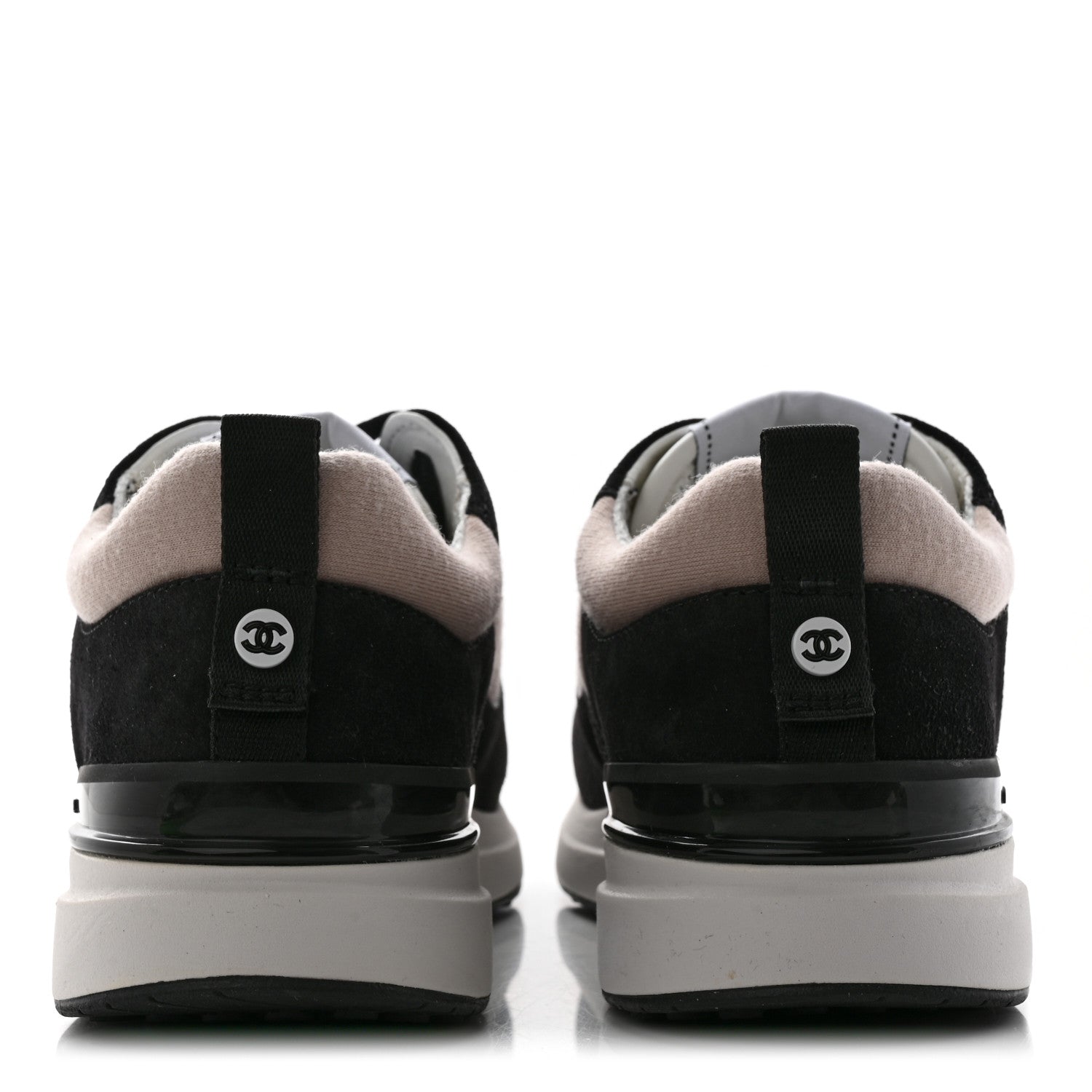 Chanel Suede Calfskin Fabric CC Sneakers 36 Dark Grey Light Pink 5 of 14