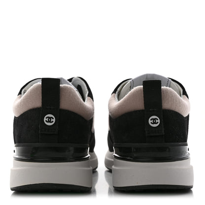 Chanel Suede Calfskin Fabric CC Sneakers 36 Dark Grey Light Pink 5 of 14