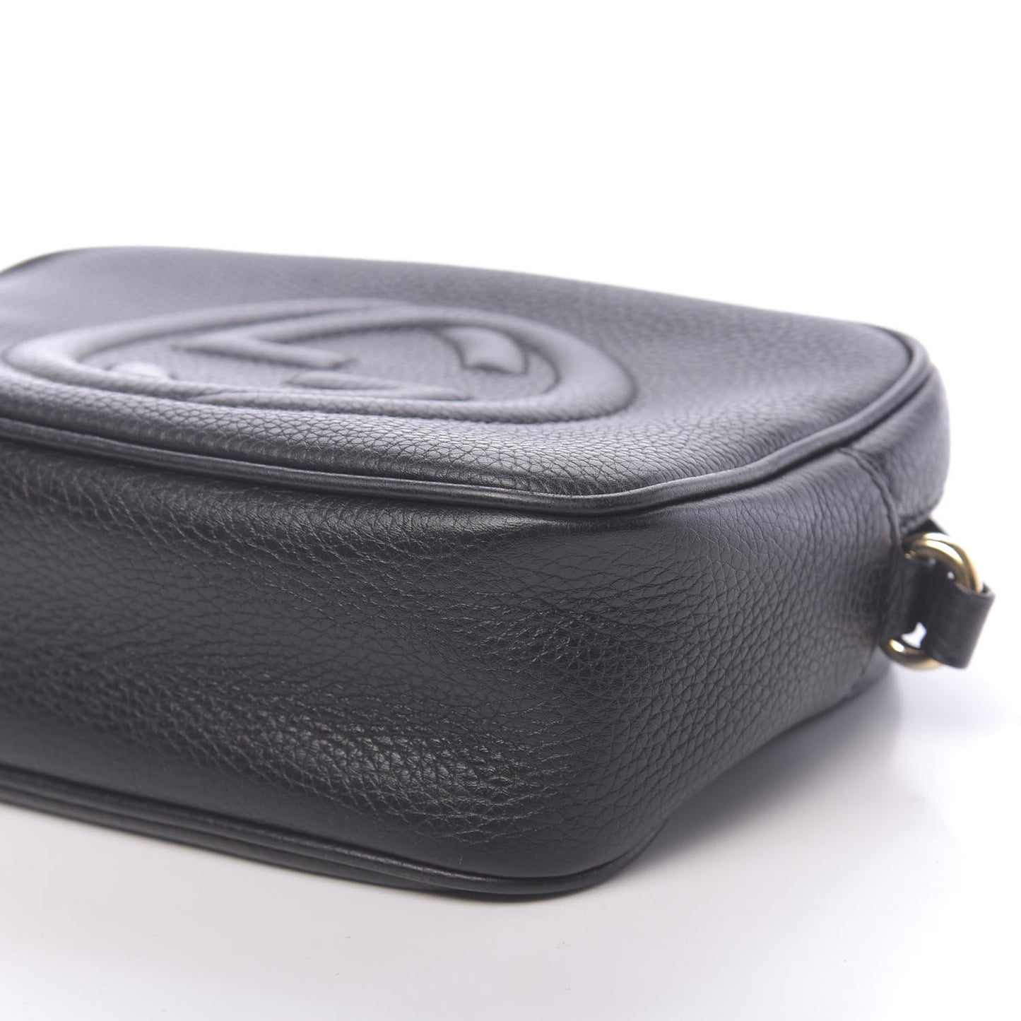 Pebbled Calfskin Small Soho Disco Bag Black