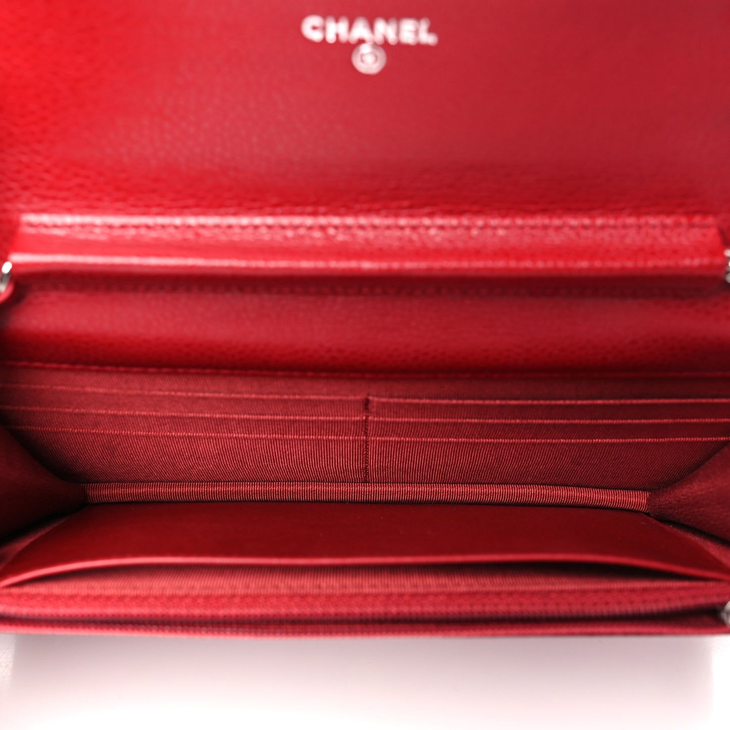 Caviar Quilted Wallet on Chain WOC Red