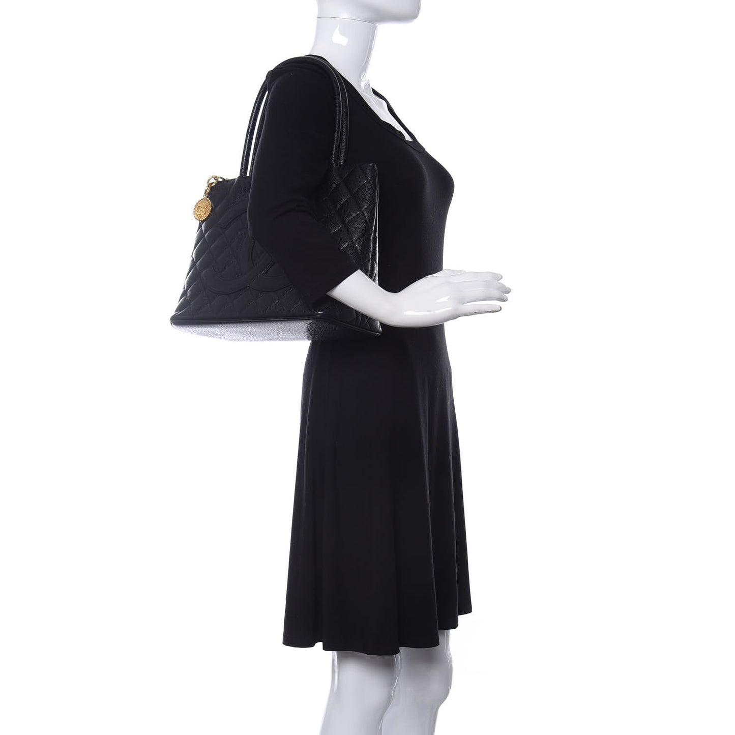 Caviar Quilted Medallion Tote Black