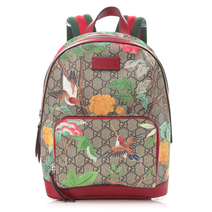 Gucci GG Supreme Monogram Tian Web Small Day Backpack Beige Multicolor Red 1 of 11