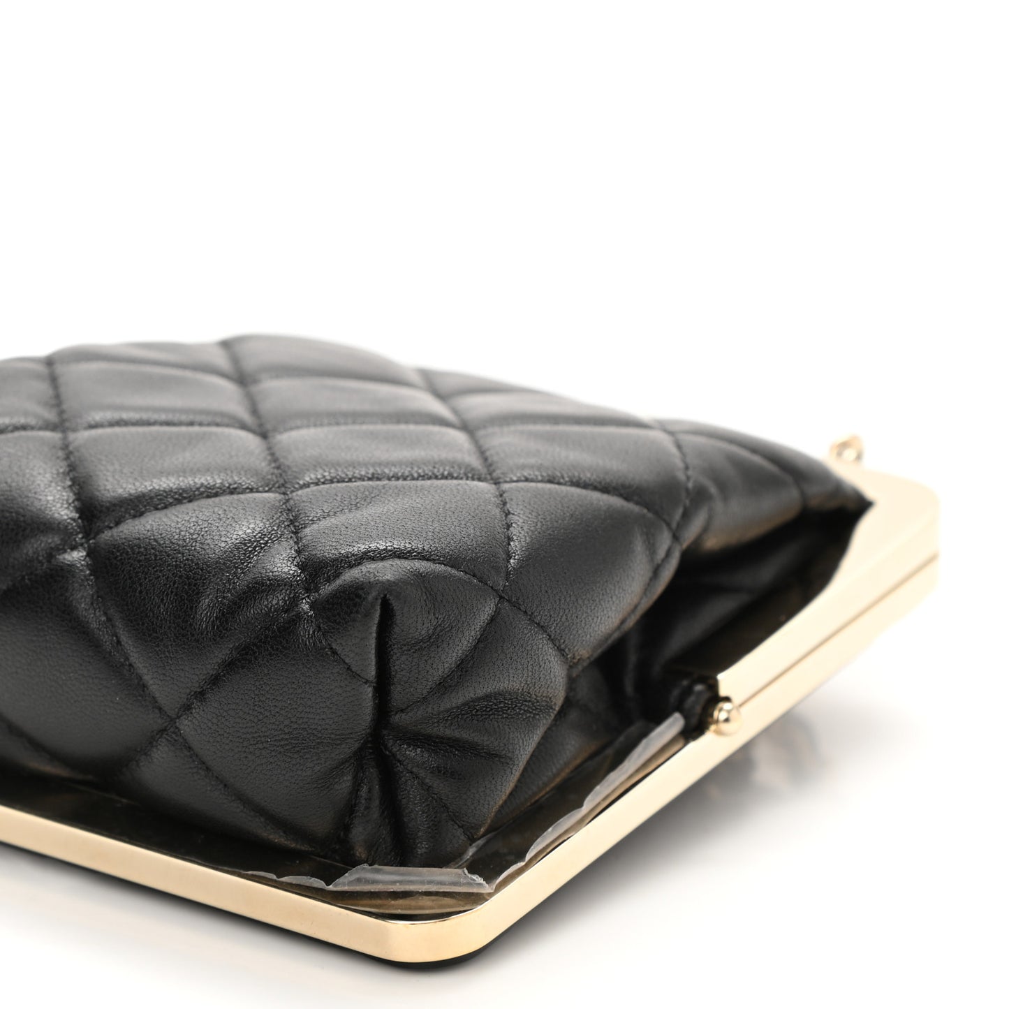 Lambskin Plexi Quilted CC Evening Clutch With Chain Black