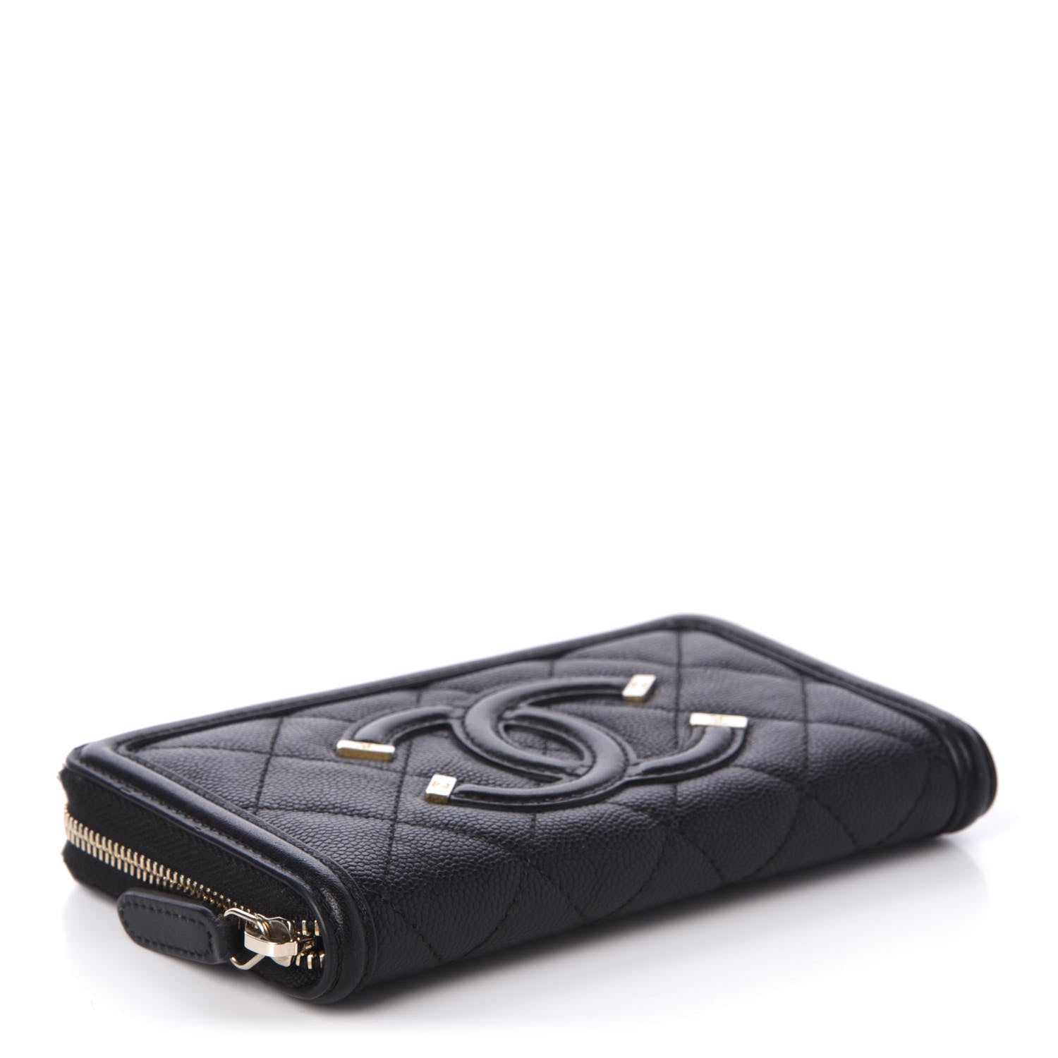 Chanel Caviar Quilted Medium Filigree Zip Around Wallet Black 4 of 11