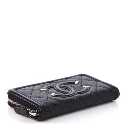 Chanel Caviar Quilted Medium Filigree Zip Around Wallet Black 4 of 11