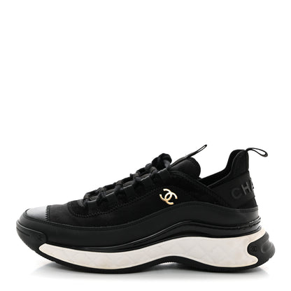 Chanel Velvet Calfskin Mixed Fibers CC Sneakers 38.5 Black 1 of 8