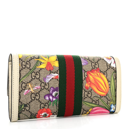 Gucci GG Supreme Monogram Flora Web Ophidia Continental Wallet White 3 of 8