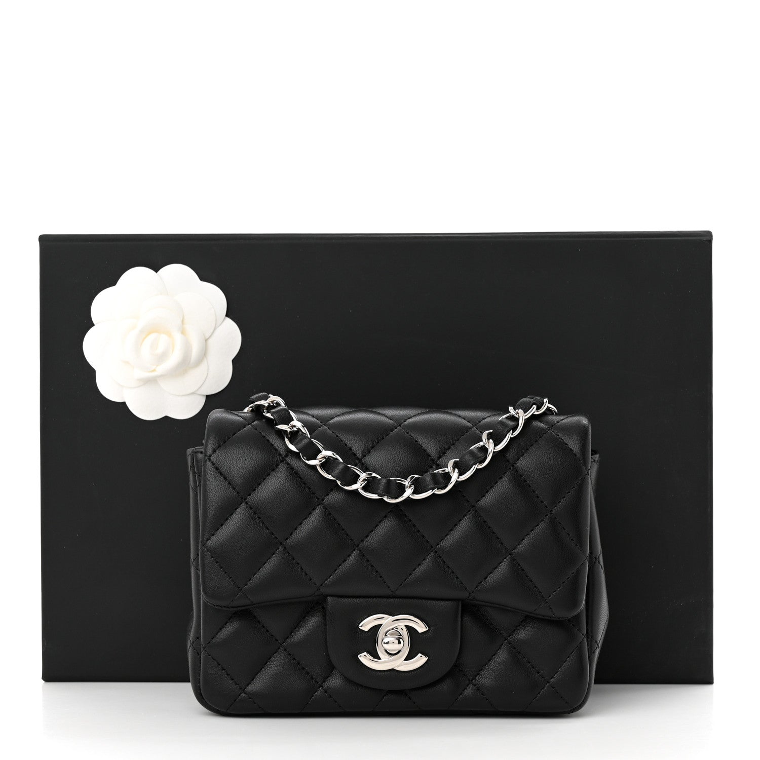 Chanel Lambskin Quilted Mini Square Flap Black 12 of 12