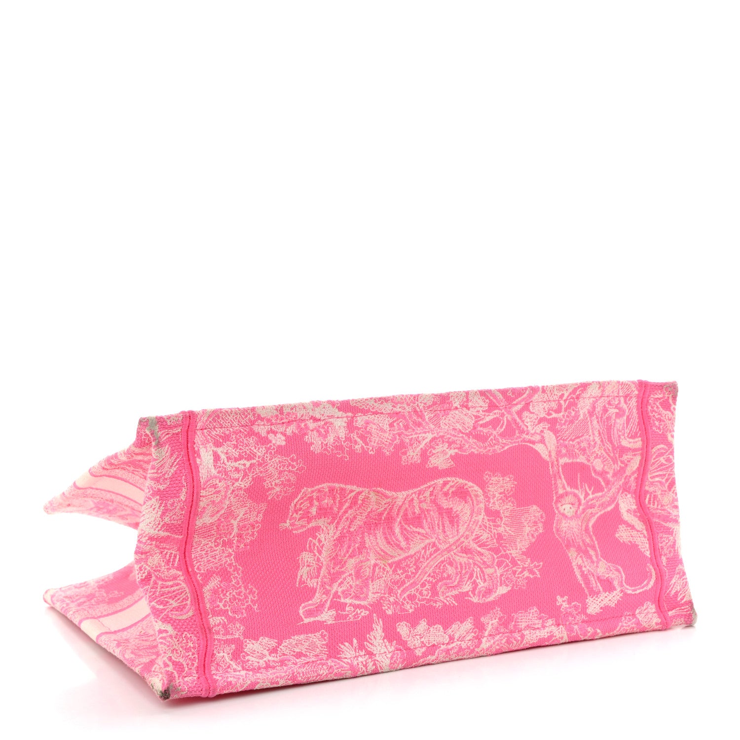 Christian Dior Canvas Embroidered Medium Dioriviera Toile De Jouy Book Tote Fluorescent Pink 4 of 12