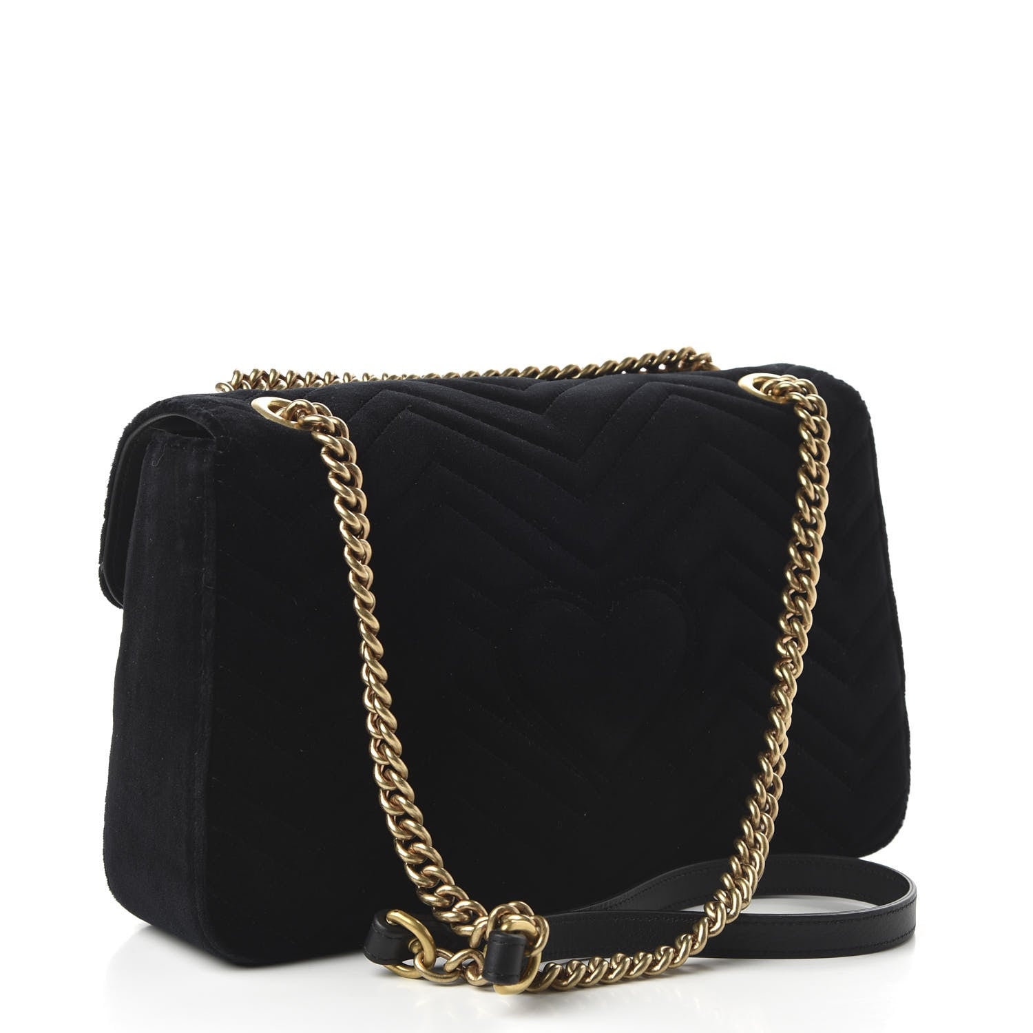 Gucci Velvet Matelasse Loved Embroidered Medium GG Marmont Shoulder Bag Black 3 of 10