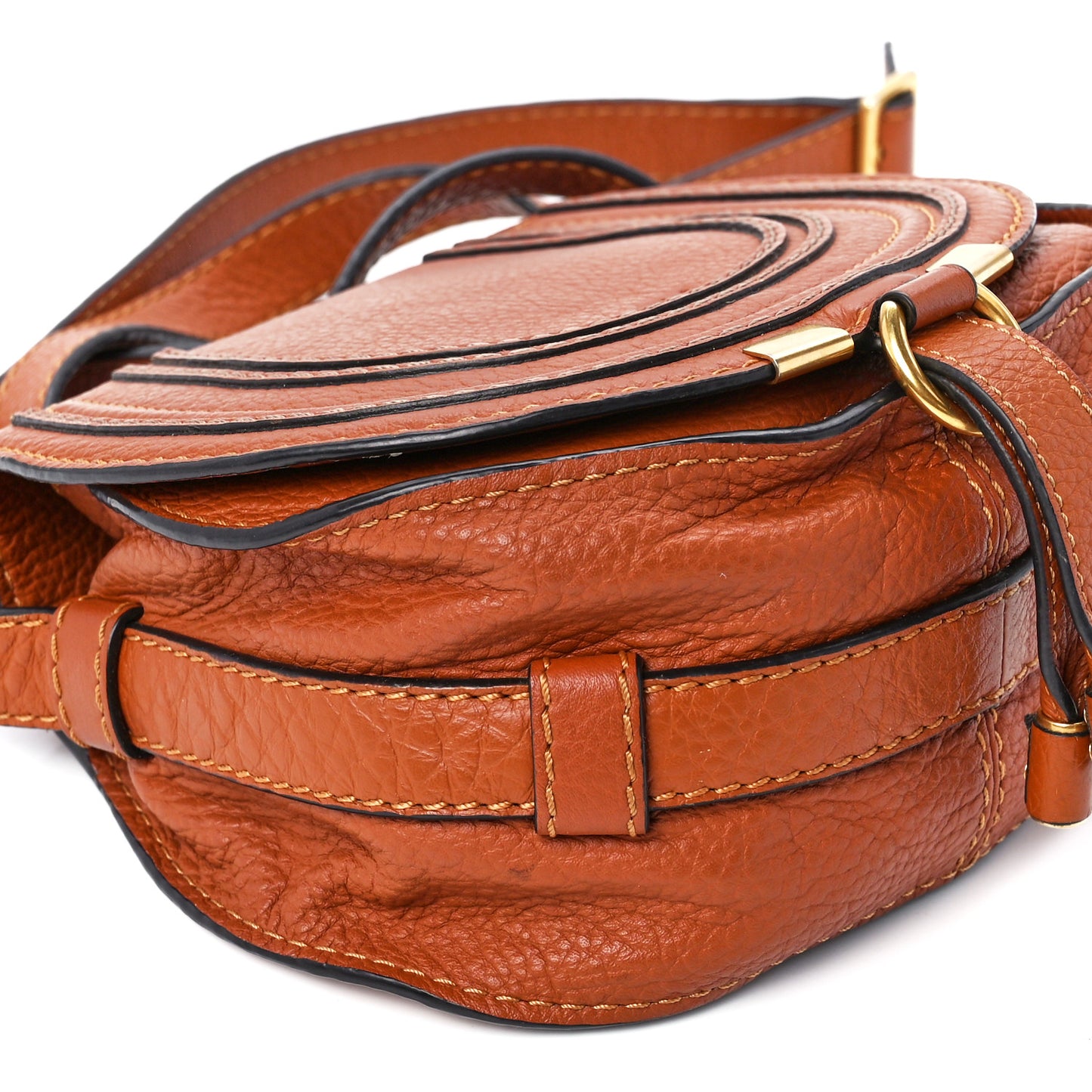 Grained Calfskin Small Marcie Saddle Bag Tan