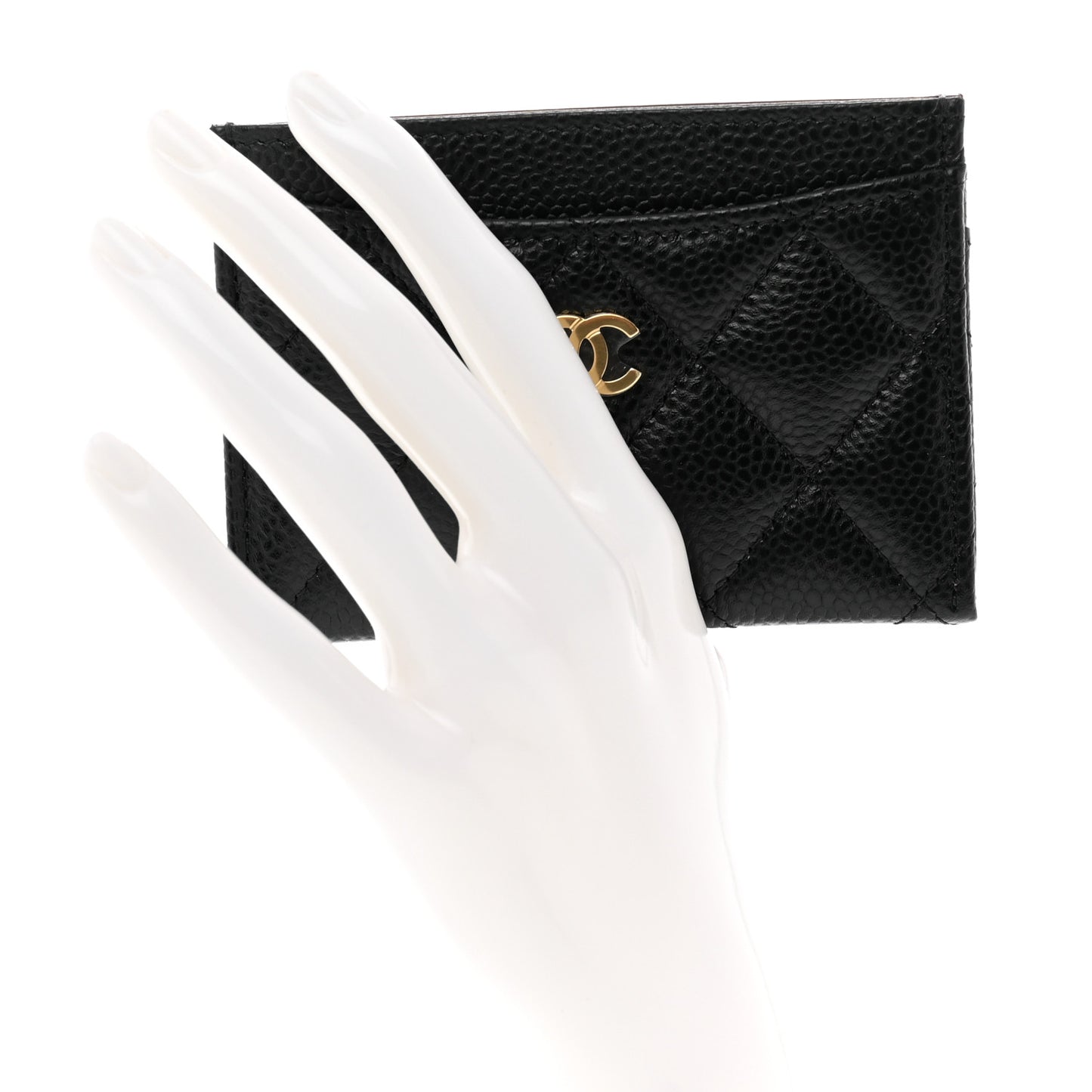 Caviar Quilted Card Holder Black