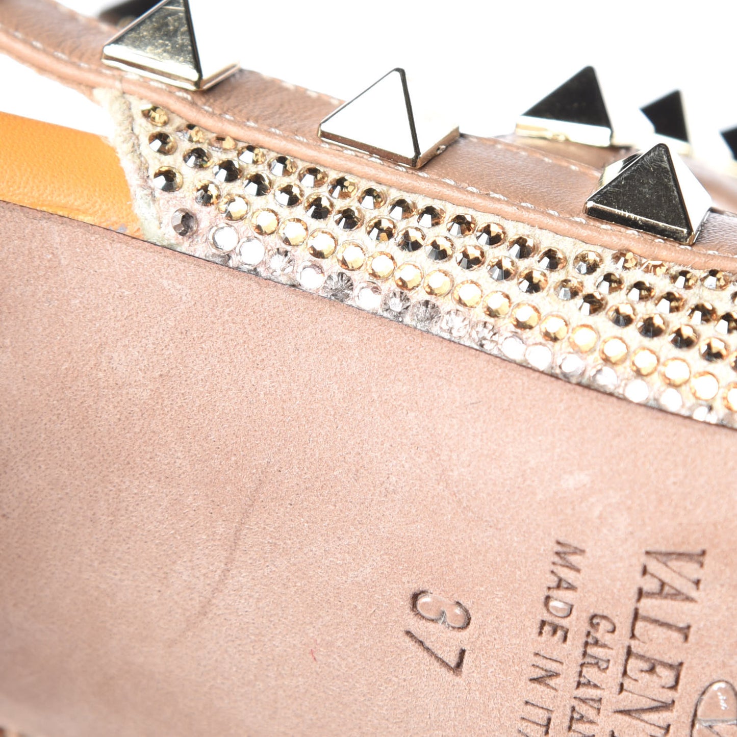 Nappa Crystal Native Couture 1975 Rockstud Ankle Strap Pumps 37 Mandarin Sorbet