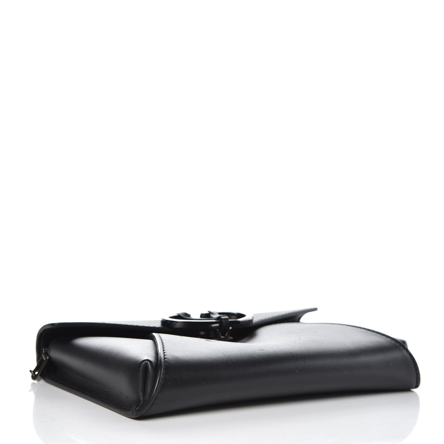 Calfskin V Rivet Chain Clutch Black