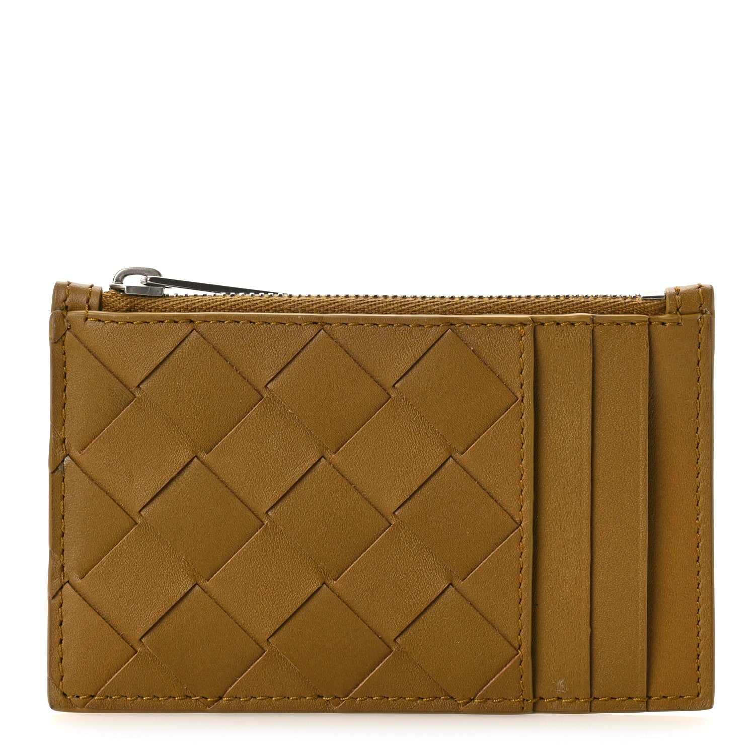 Bottega Veneta Calfskin Intrecciato Zip Card Holder Moutarde 1 of 8