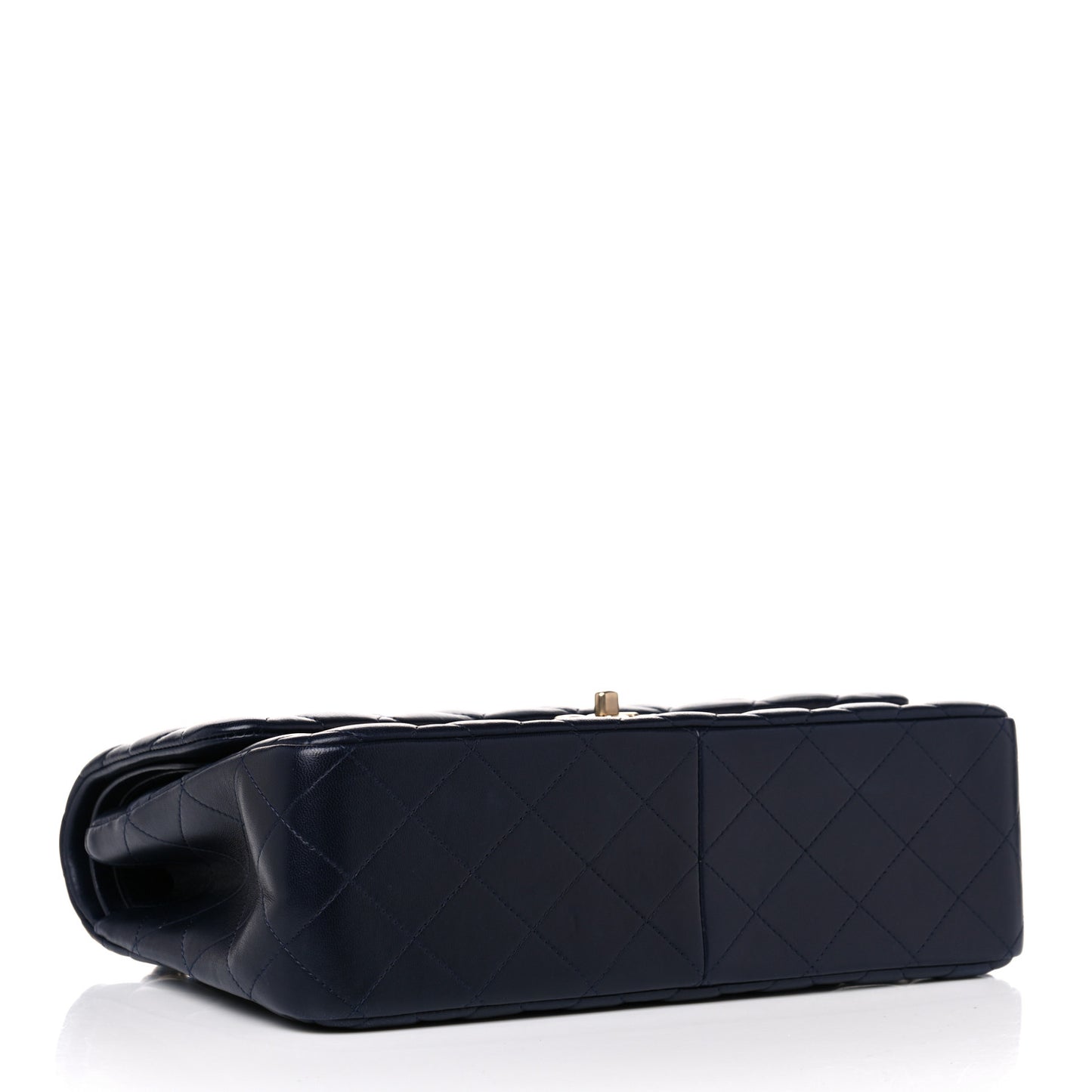 Lambskin Quilted Jumbo Double Flap Navy Blue
