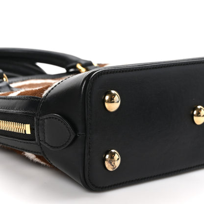 Gucci Pony Hair Zebra Striped Small Horsebit 1955 Top Handle Bag White Brown Black 9 of 10
