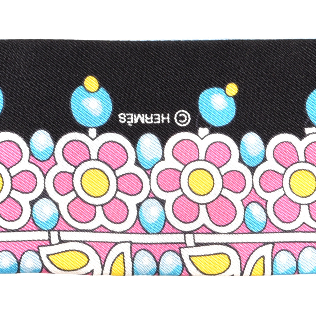 Hermes Silk Parures Des Maharajas Twilly Ciel Black Rose Vif 3 of 4
