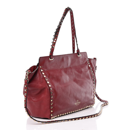 Valentino Garavani Vitello Medium Rockstud Tote Dark Red 3 of 15