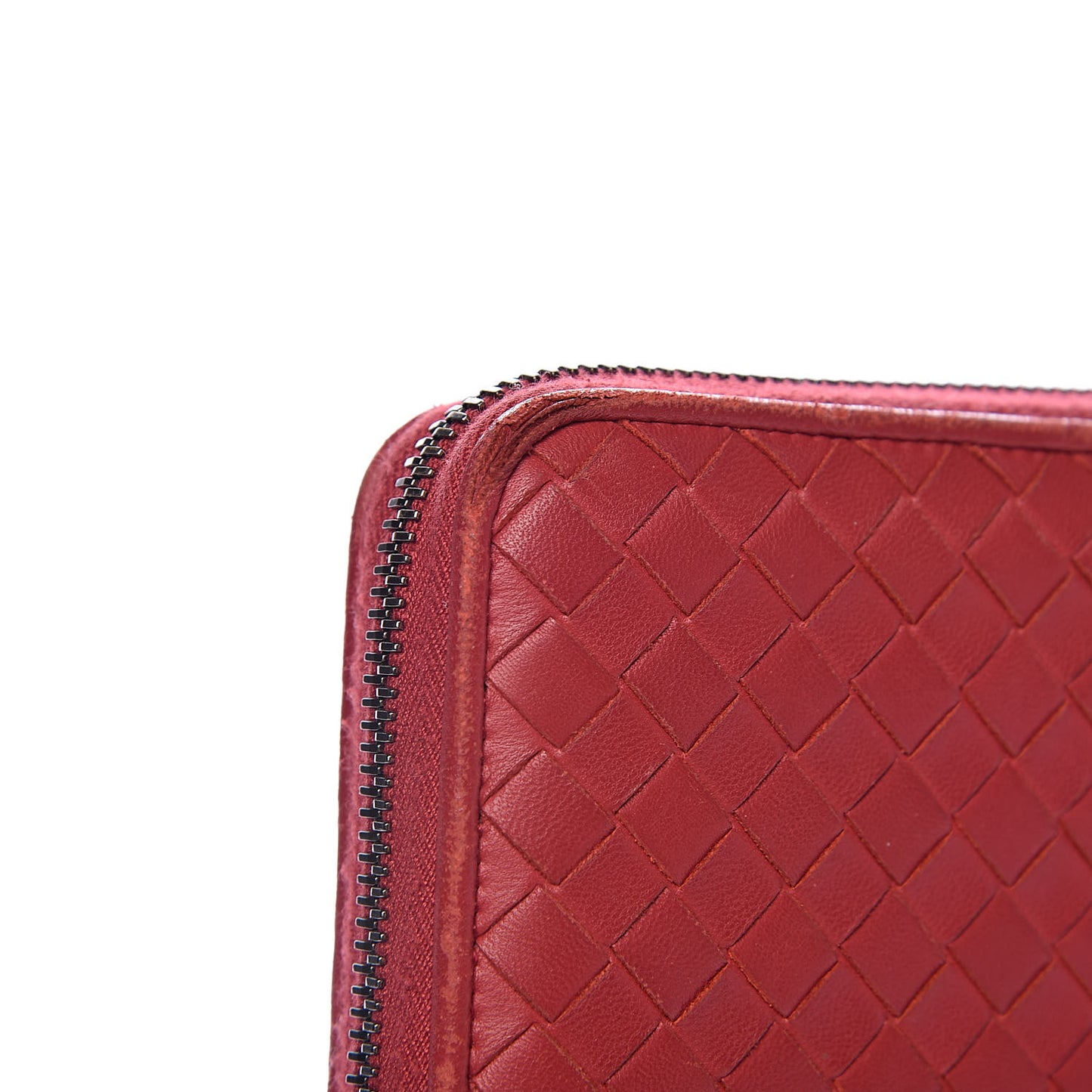 Nappa Intrecciato Zip Around Wallet Red