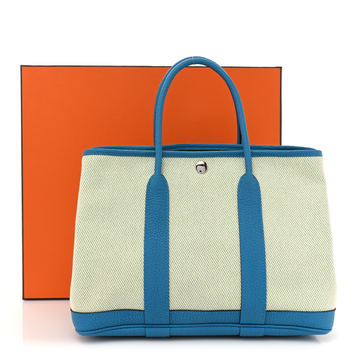 Hermes Toile Negonda Verso Garden Party 30 TPM Ecru Bambou Bleu Zanzibar 10 of 10