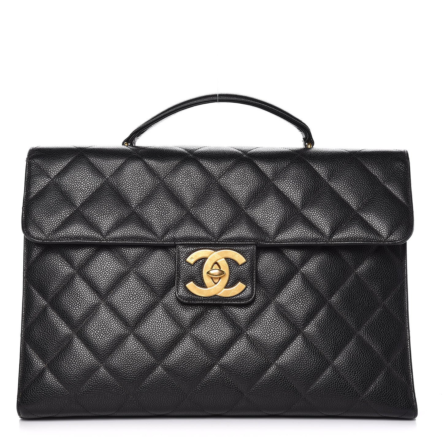 Caviar Quilted Briefcase Laptop Bag Black