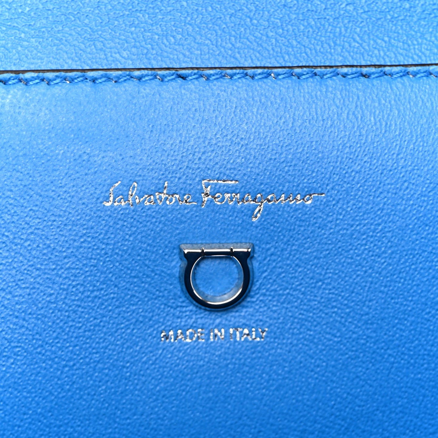 Calfskin Gancini Trifolio Top Handle Bag Blue