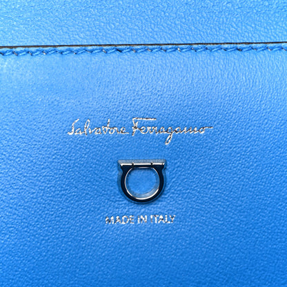 Salvatore Ferragamo Calfskin Gancini Trifolio Top Handle Bag Blue 6 of 12